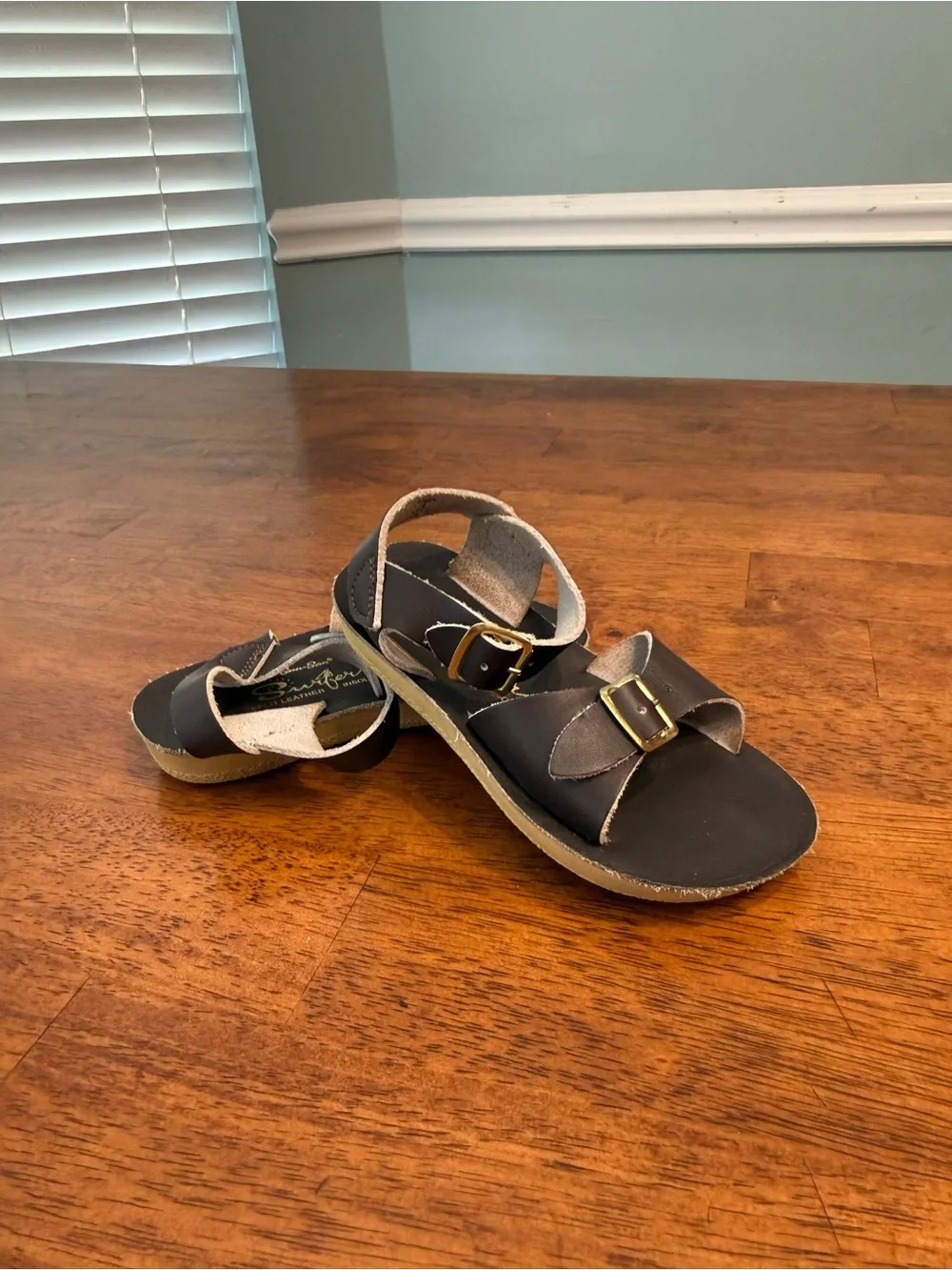 Salt Water Sandals Sun-San Surfer Brown Leather Kids Toddler Size 8